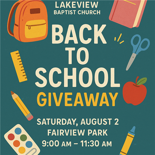 Back to school giveaway Saturday August 2 Fairview Park 9am-11:30am
