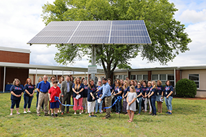 Western Union Elementary celebrating new solar panel installation with a ribbon-cutting ceremony